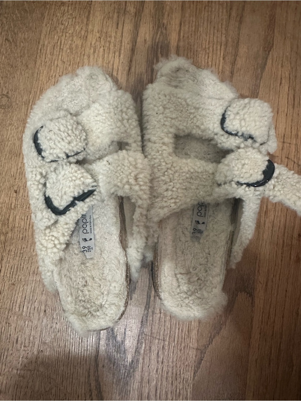 Papillio Cream Shearling Slide Sandals